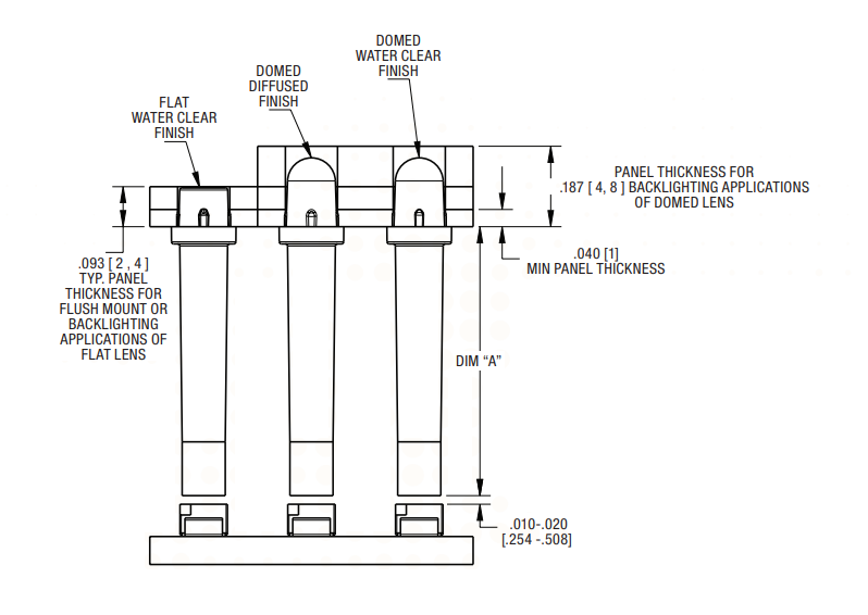 Dialight 515 Reverse Mount Optopipe® Light Pipes